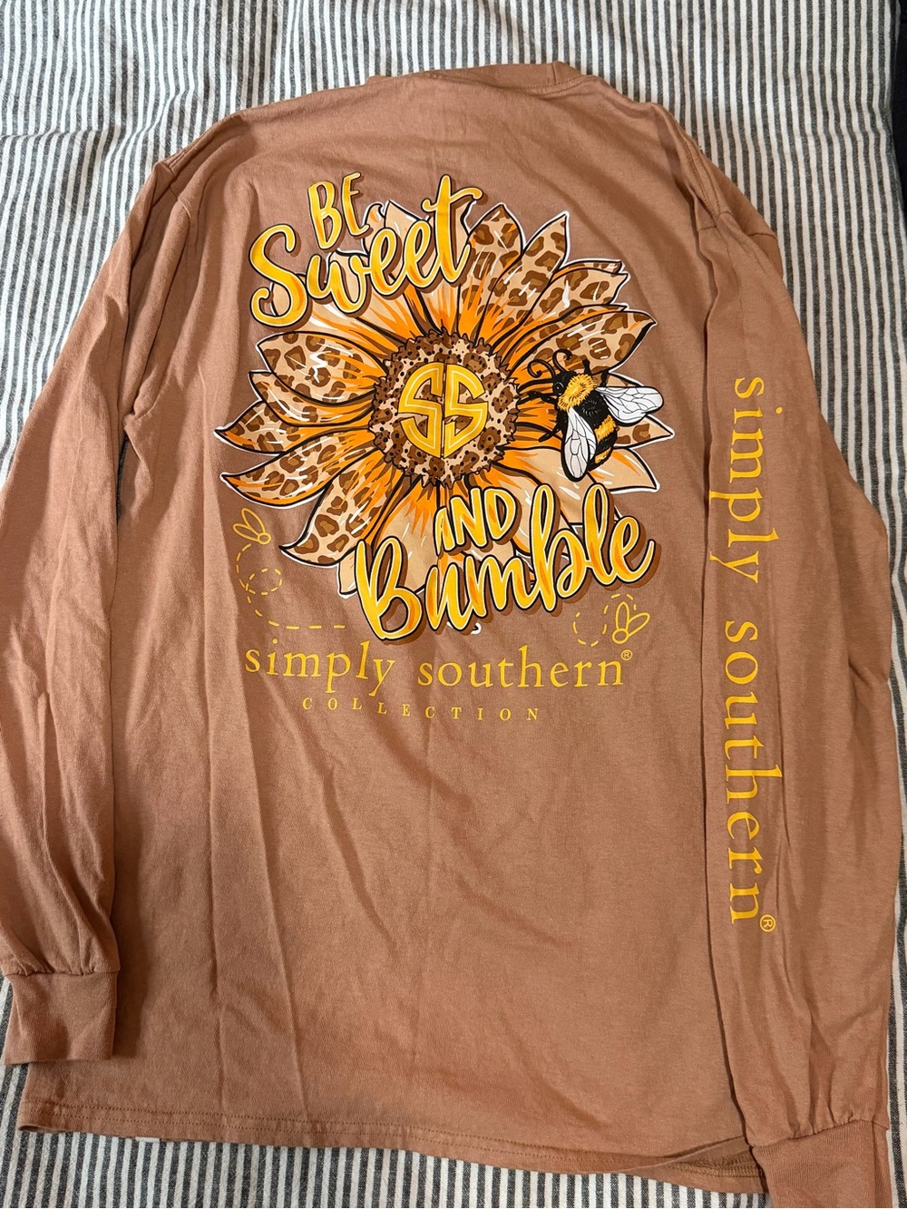 Simply Southern Rust Long Sleeve Tee with Sunflower & Bee Graphic